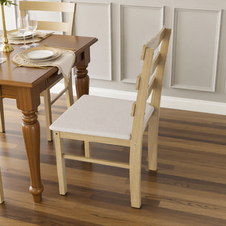 Sunvega Solid Wood Dining Table and Chair Set with Upholstered Cushions for Practical Household Use