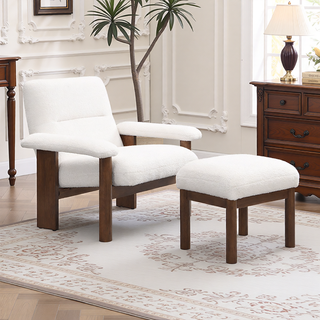 Sunvega Modern PU Leather Accent Chair with Solid Wood Frame for Living Room