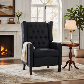 Sunvega Manual Wing Chair Recliner with High Resilience Sponge and Silver Bubble Nails
