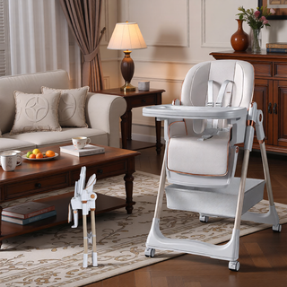 Sunvega Adjustable Baby High Chair with Safety Belt Lockable Wheels for Home Dining