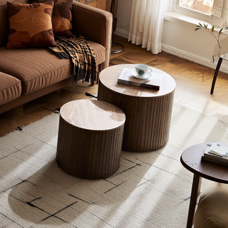 Sunvega Round Waterproof Nesting Coffee Table Set for Living Room Sofa Corner
