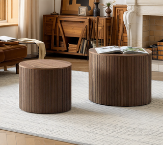 Sunvega Round Waterproof Nesting Coffee Table Set for Living Room Sofa Corner