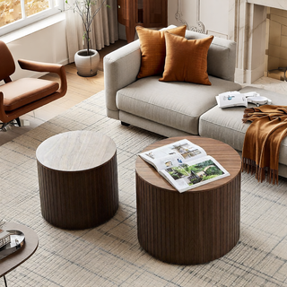 Sunvega Round Waterproof Nesting Coffee Table Set for Living Room Sofa Corner