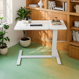 Sunvega Height Adjustable Folding Overbed Bed Table with Wheels for Laptop and Meals