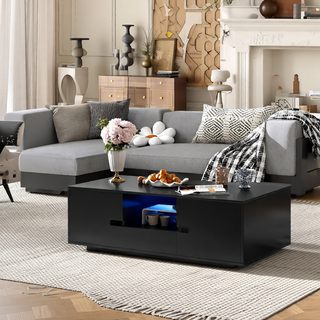 Sunvega Set of 2 Wood Finish Nesting Coffee Tables for Farmhouse Living Room