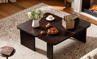 Sunvega Set of 2 Wood Finish Nesting Coffee Tables for Farmhouse Living Room