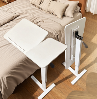 Sunvega Height Adjustable Folding Overbed Bed Table with Wheels for Laptop and Meals