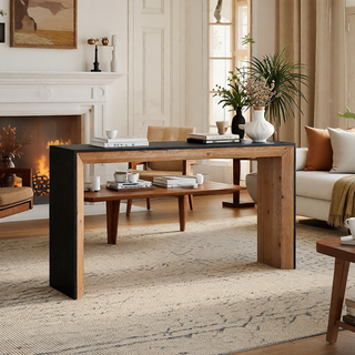 Sunvega Modern Two-Tone Wood Bench with U-Shaped Design for Entryway or Dining