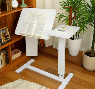 Sunvega Height Adjustable Folding Overbed Bed Table with Wheels for Laptop and Meals