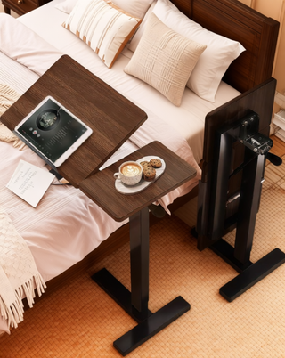 Sunvega Height Adjustable Folding Overbed Bed Table with Wheels for Laptop and Meals