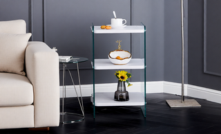 Sunvega Three Layer Bedside Cabinet with MDF Board and Transparent Tempered Glass