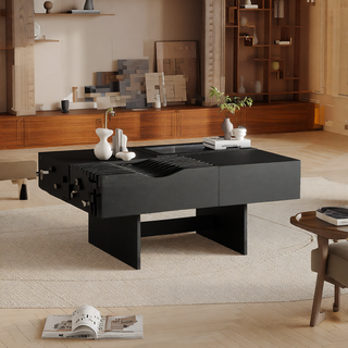 Sunvega Set of 2 Wood Finish Nesting Coffee Tables for Farmhouse Living Room