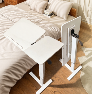 Sunvega Height Adjustable Folding Overbed Bed Table with Wheels for Laptop and Meals