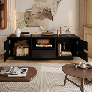 Sunvega Set of 2 Wood Finish Nesting Coffee Tables for Farmhouse Living Room