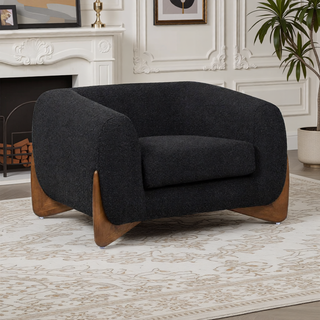 Sunvega Modern Puffy Platform Bed with Arched Headboard in Ivory White Boucle