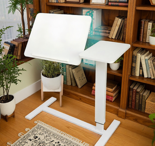 Sunvega Height Adjustable Folding Overbed Bed Table with Wheels for Laptop and Meals