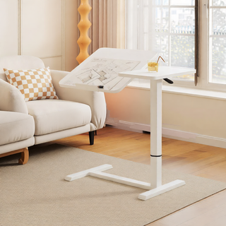 Sunvega Height Adjustable Folding Overbed Bed Table with Wheels for Laptop and Meals
