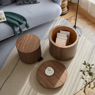 Sunvega Round Waterproof Nesting Coffee Table Set for Living Room Sofa Corner