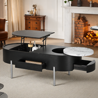 Sunvega Set of 2 Wood Finish Nesting Coffee Tables for Farmhouse Living Room