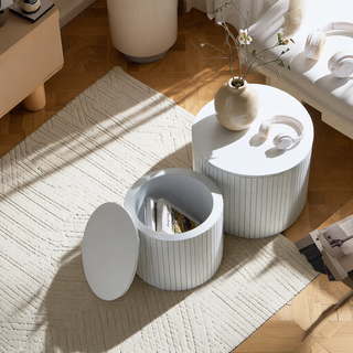 Sunvega Round Waterproof Nesting Coffee Table Set for Living Room Sofa Corner