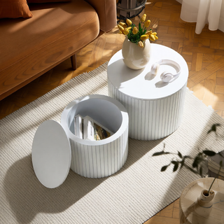 Sunvega Round Waterproof Nesting Coffee Table Set for Living Room Sofa Corner