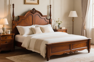 Sunvega Dresden Vintage Bone White Finish Nightstand with Two Spacious Felt-Lined Drawers