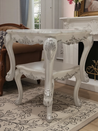 Sunvega Dresden Vintage Bone White Finish Nightstand with Two Spacious Felt-Lined Drawers