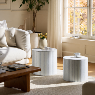Sunvega Round Waterproof Nesting Coffee Table Set for Living Room Sofa Corner