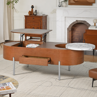 Sunvega Set of 2 Wood Finish Nesting Coffee Tables for Farmhouse Living Room