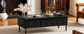 Sunvega Set of 2 Wood Finish Nesting Coffee Tables for Farmhouse Living Room
