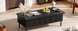 Sunvega Set of 2 Wood Finish Nesting Coffee Tables for Farmhouse Living Room