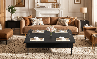 Sunvega Set of 2 Wood Finish Nesting Coffee Tables for Farmhouse Living Room
