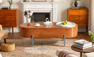 Sunvega Set of 2 Wood Finish Nesting Coffee Tables for Farmhouse Living Room