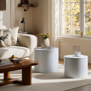 Sunvega Round Waterproof Nesting Coffee Table Set for Living Room Sofa Corner