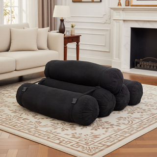 Sunvega Adjustable Corduroy Floor Sofa with Pillows for Versatile Multi-Person Lounging