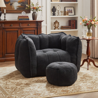 Sunvega Soft Chenille Bean Bag Chair with High Resilient Foam for Living Room