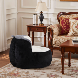 Sunvega Oversized Multicolor Faux Fur Bean Bag Chair with Shredded Sponge Filling