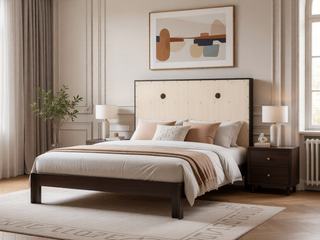 Sunvega Dark Brown Tufted Polyurethane Upholstered King Size Bed Frame