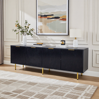 Sunvega Wall Mounted Floating 80 Inch TV Stand with LED Lights and Charging Station