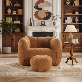 Sunvega Soft Chenille Bean Bag Chair with High Resilient Foam for Living Room