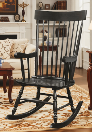 Sunvega Dark Brown Synthetic Leather and Espresso Finish Rocking Chair with Upholstered Cushions