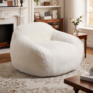 Sunvega Faux Fur Bean Bag Sofa with Memory Foam Filler and Armrests for Living Room