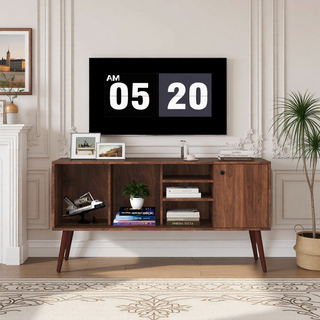 Sunvega Wall Mounted Floating 80 Inch TV Stand with LED Lights and Charging Station