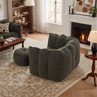 Sunvega Soft Chenille Bean Bag Chair with High Resilient Foam for Living Room