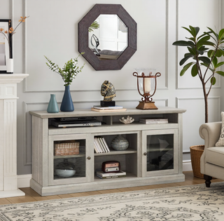 Sunvega 60 Inch Brown TV Stand Entertainment Center for TVs Up to 65 Inches