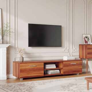 Sunvega Wall Mounted Floating 80 Inch TV Stand with LED Lights and Charging Station