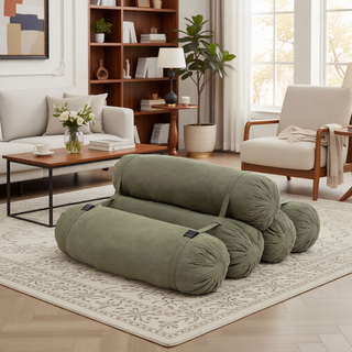 Sunvega Adjustable Corduroy Floor Sofa with Pillows for Versatile Multi-Person Lounging