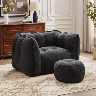 Sunvega Soft Chenille Bean Bag Chair with High Resilient Foam for Living Room