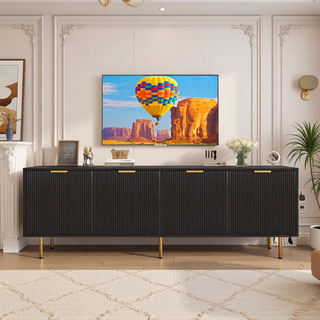 Sunvega Wall Mounted Floating 80 Inch TV Stand with LED Lights and Charging Station