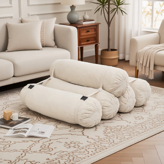 Sunvega Adjustable Corduroy Floor Sofa with Pillows for Versatile Multi-Person Lounging
